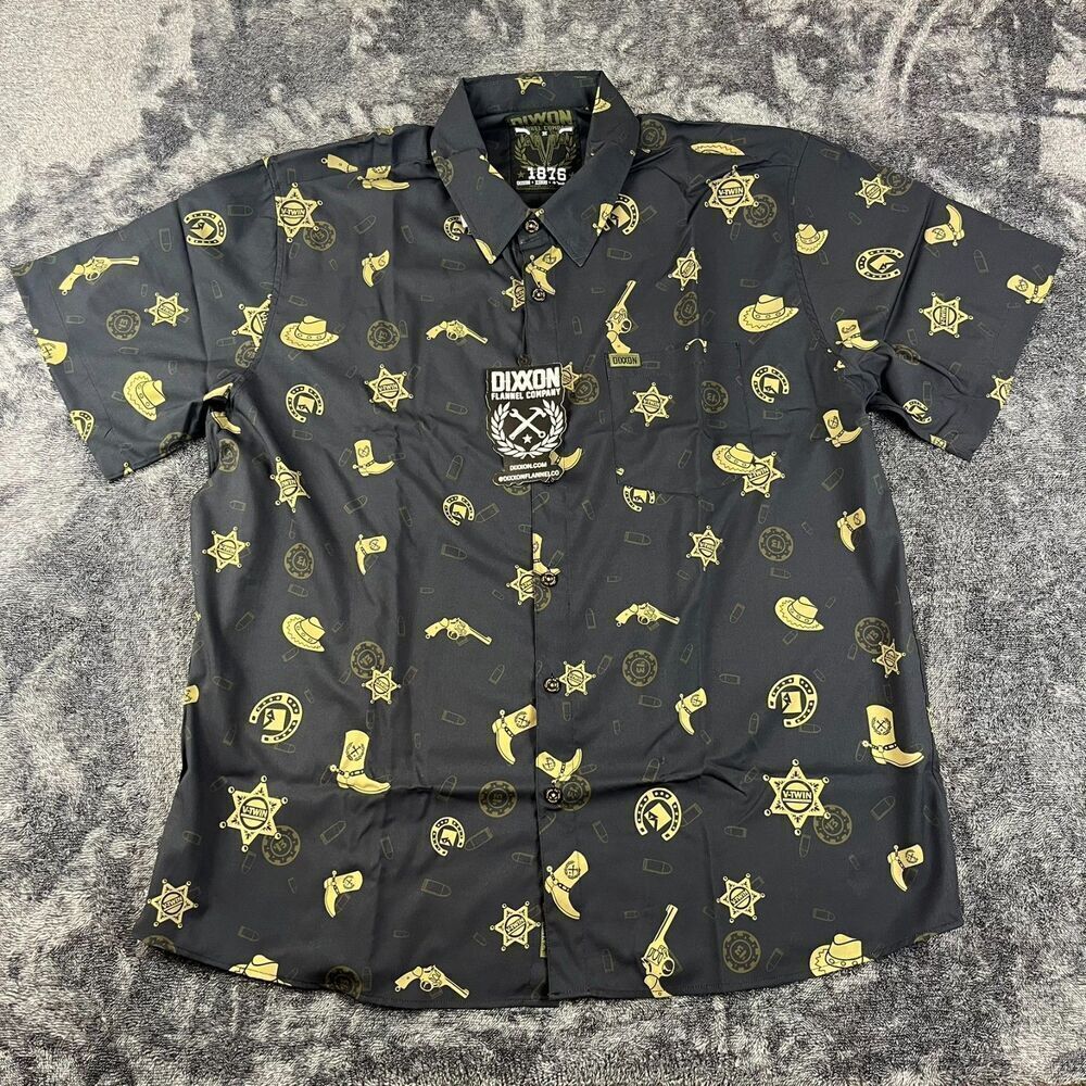 Dixxon Flannel Co 1876 Western Button Up Short Sleeve Black Men's 3XL NWT